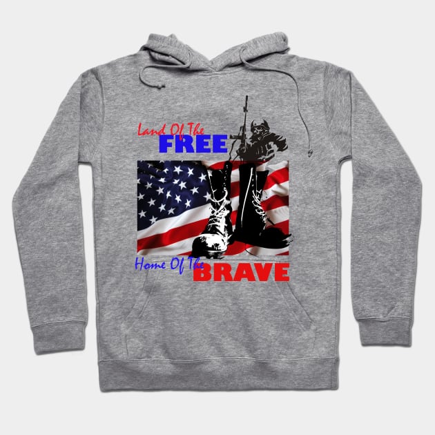 land of the free home of the brave american flag 4th of july Hoodie by salah_698